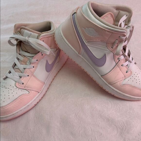 Jordan Other - Nike Air Jordan Sneakers 1 Mid GS Pink Wash/Violet Frost/White Size 6.5 Copy